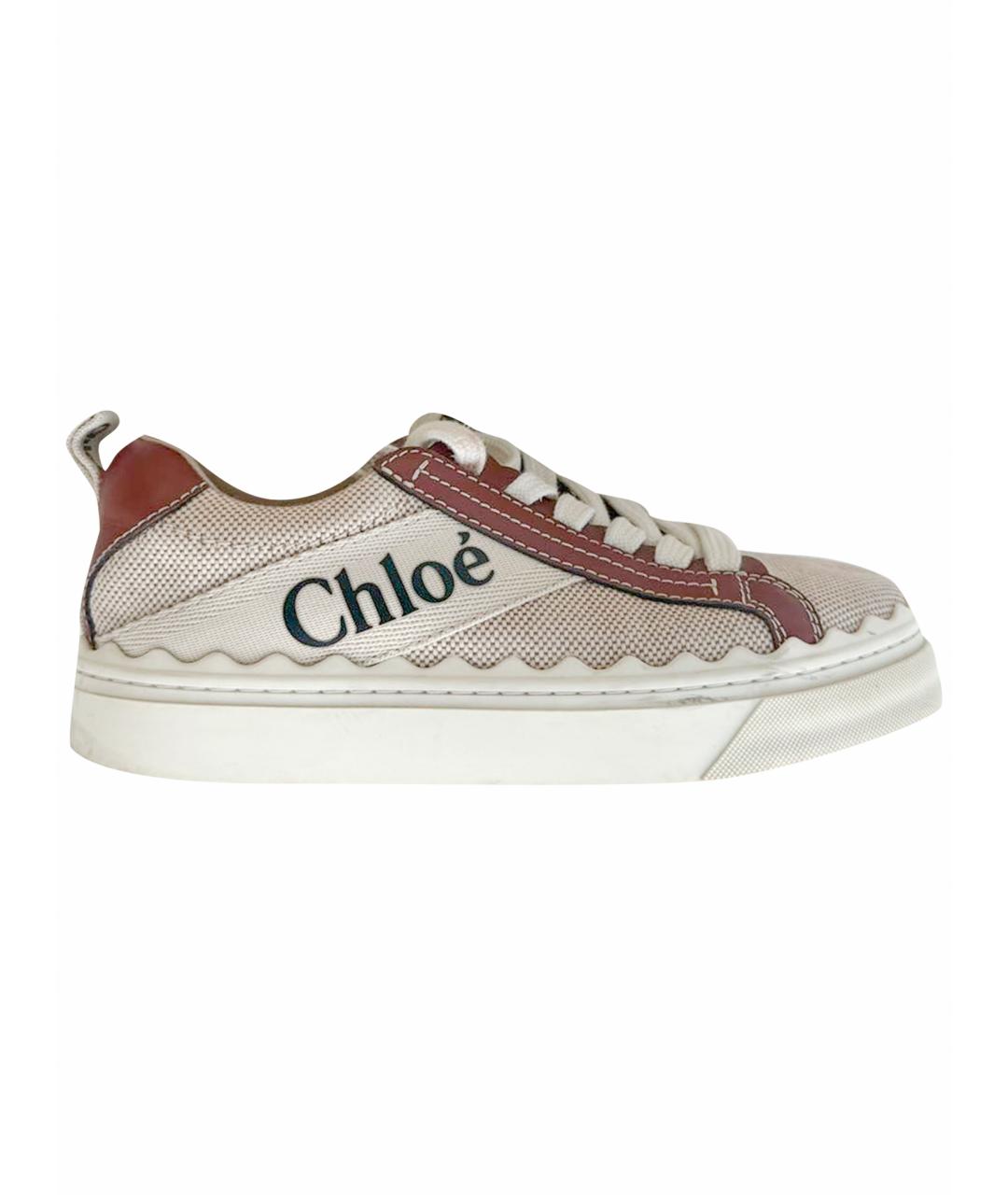 CHLOE Бежевые текстильные кеды, фото 1