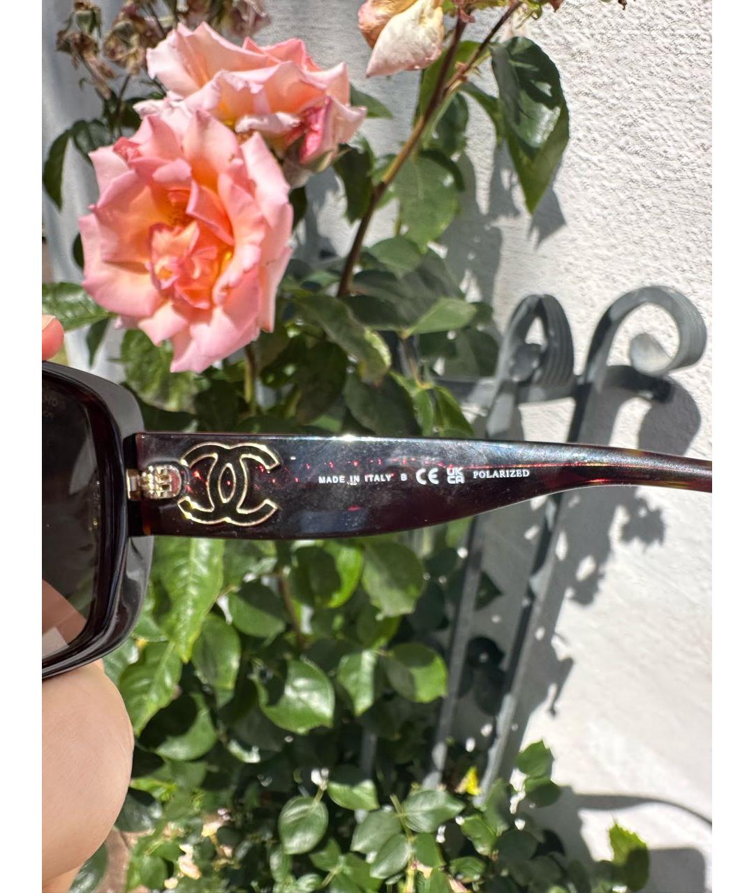 CHANEL Коричневые пластиковые солнцезащитные очки, фото 6