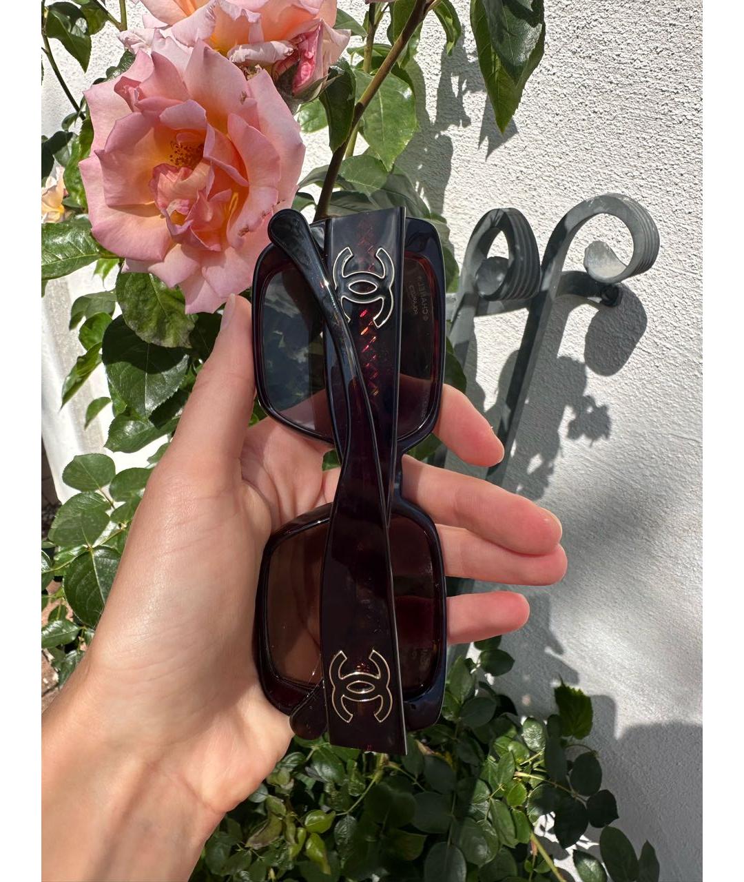 CHANEL Коричневые пластиковые солнцезащитные очки, фото 3