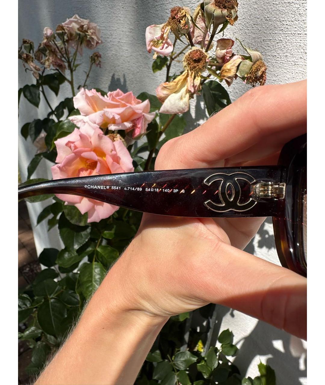 CHANEL Коричневые пластиковые солнцезащитные очки, фото 2