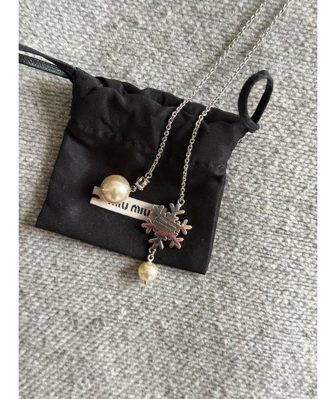 MIU MIU Серебряное металлическое колье, фото 8