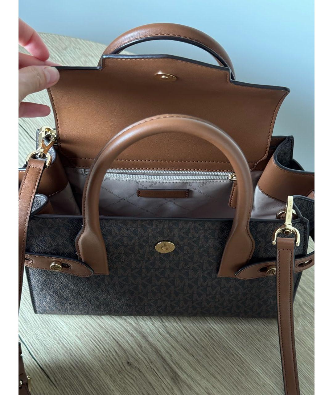 MICHAEL KORS Коричневая сумка с короткими ручками из искусственной кожи, фото 5