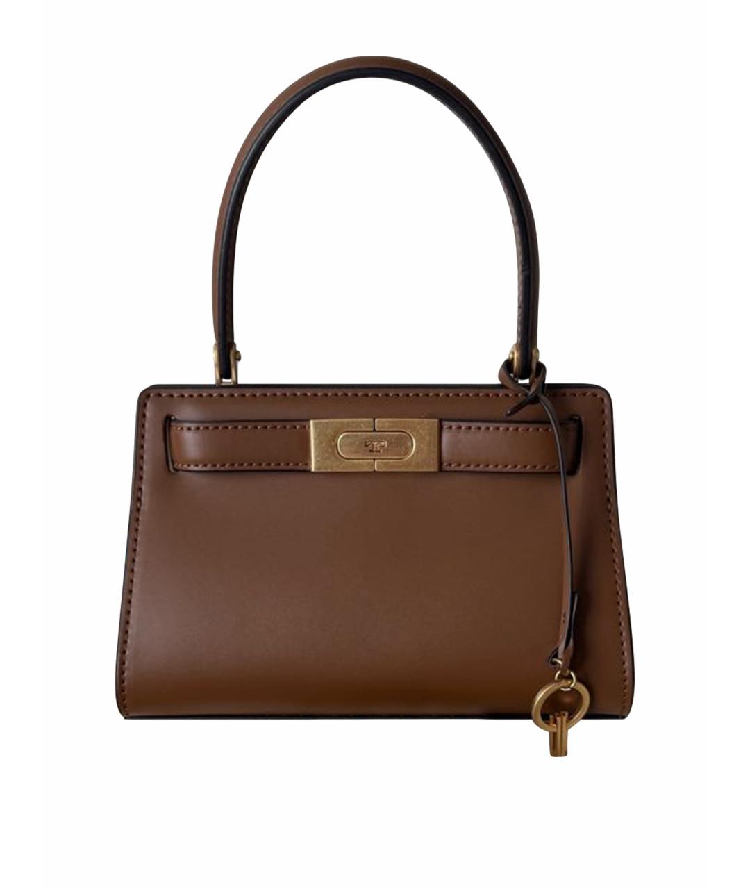 TORY BURCH Коричневая кожаная сумка с короткими ручками, фото 1