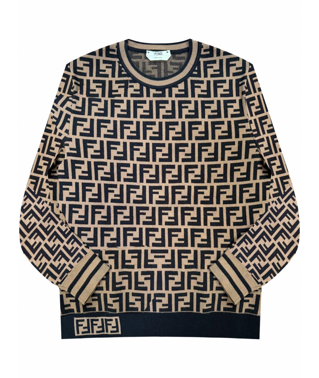 FENDI Коричневый вискозный джемпер / свитер, фото 8