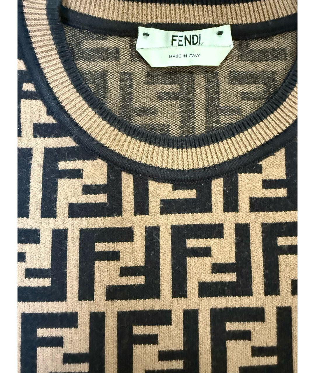 FENDI Коричневый вискозный джемпер / свитер, фото 3