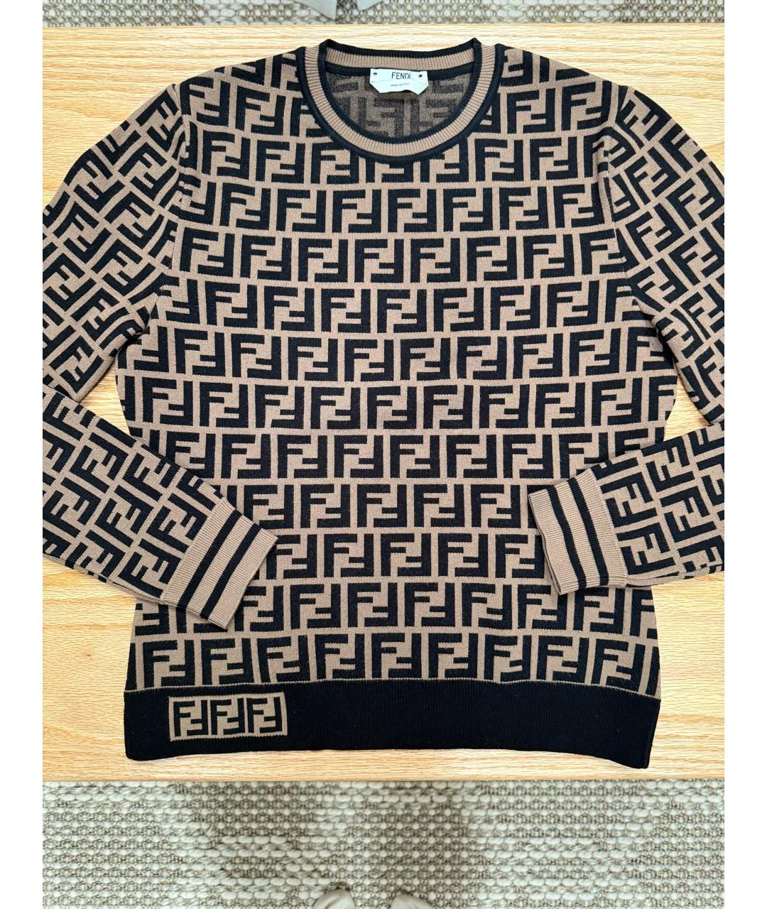 FENDI Коричневый вискозный джемпер / свитер, фото 4