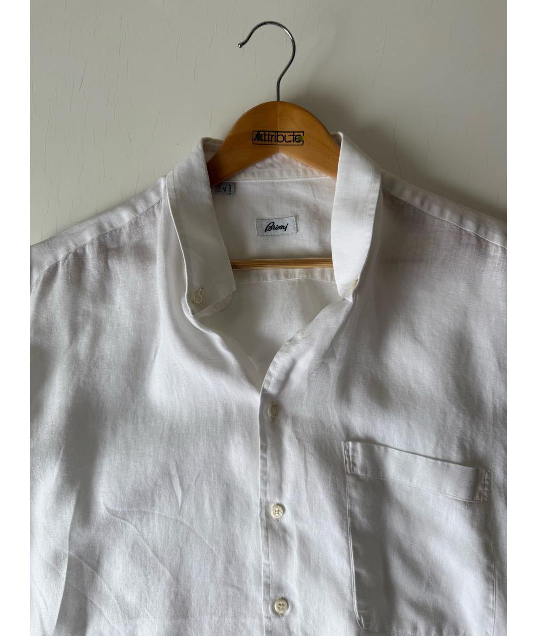 BRIONI Белая льняная классическая рубашка, фото 3