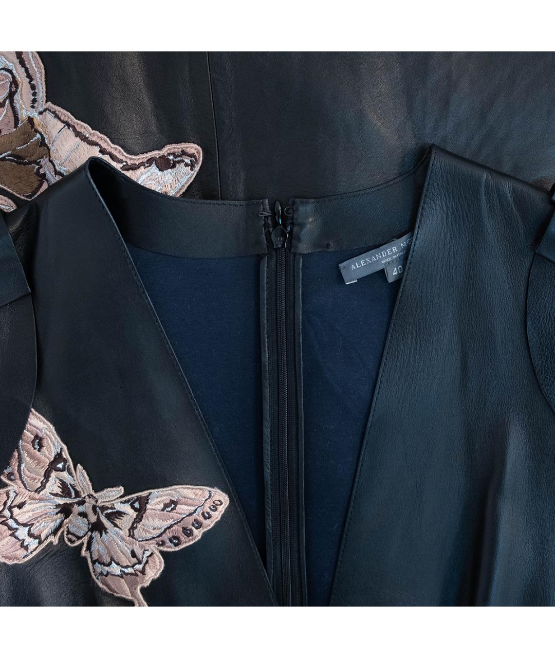 ALEXANDER MCQUEEN Черное кожаное повседневное платье, фото 3