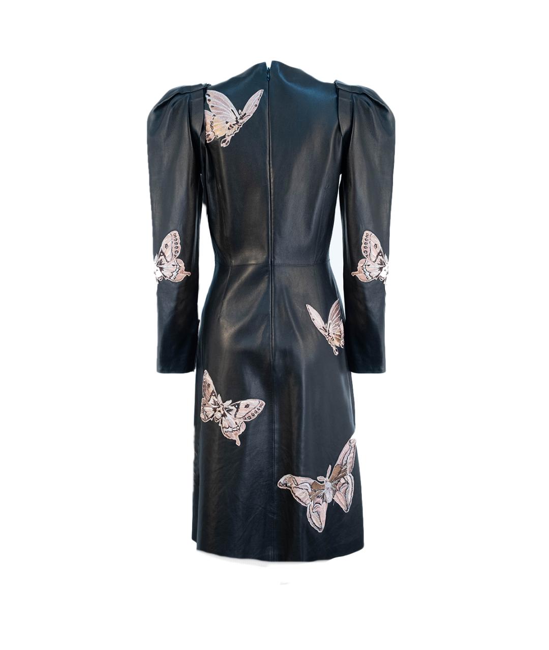 ALEXANDER MCQUEEN Черное кожаное повседневное платье, фото 2