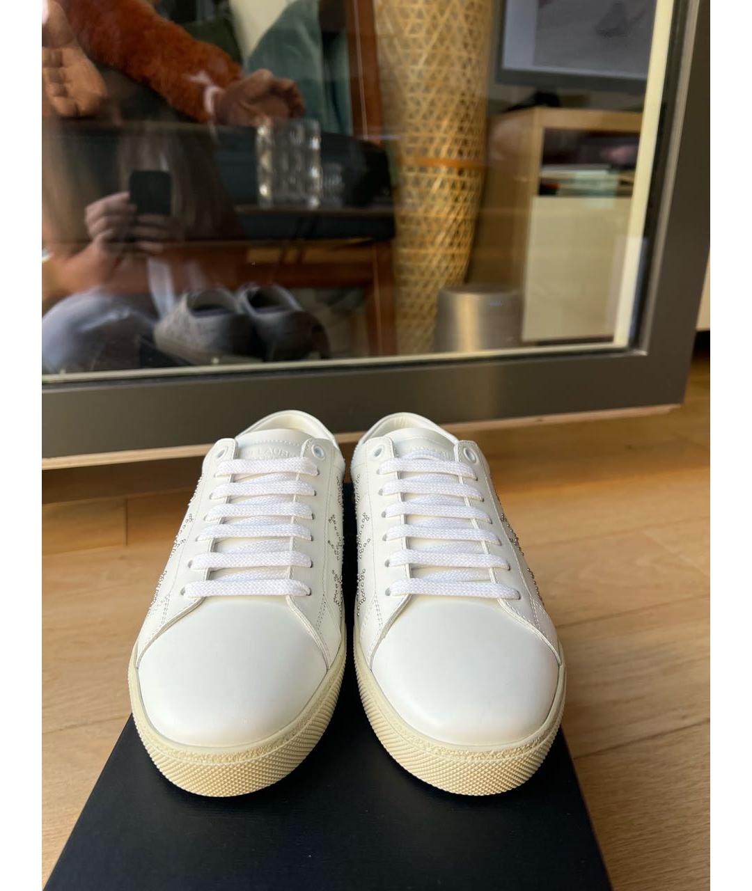 SAINT LAURENT Белые кожаные кеды, фото 2