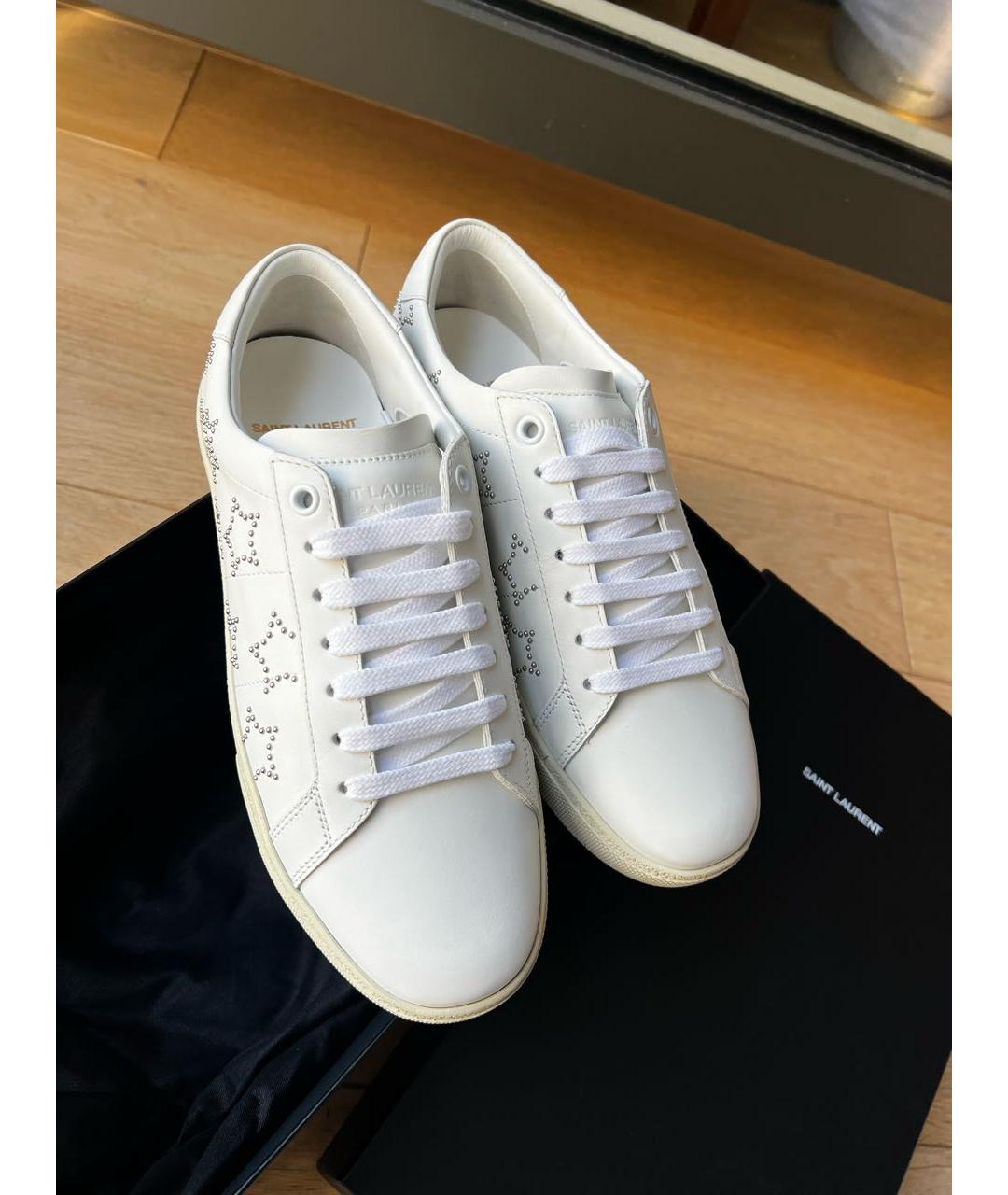 SAINT LAURENT Белые кожаные кеды, фото 5