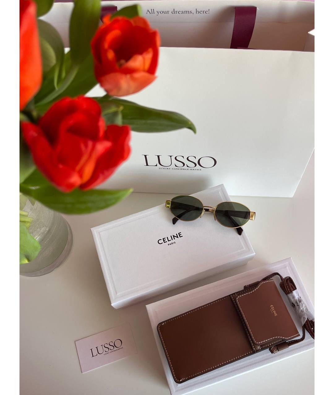 CELINE Золотые металлические солнцезащитные очки, фото 5