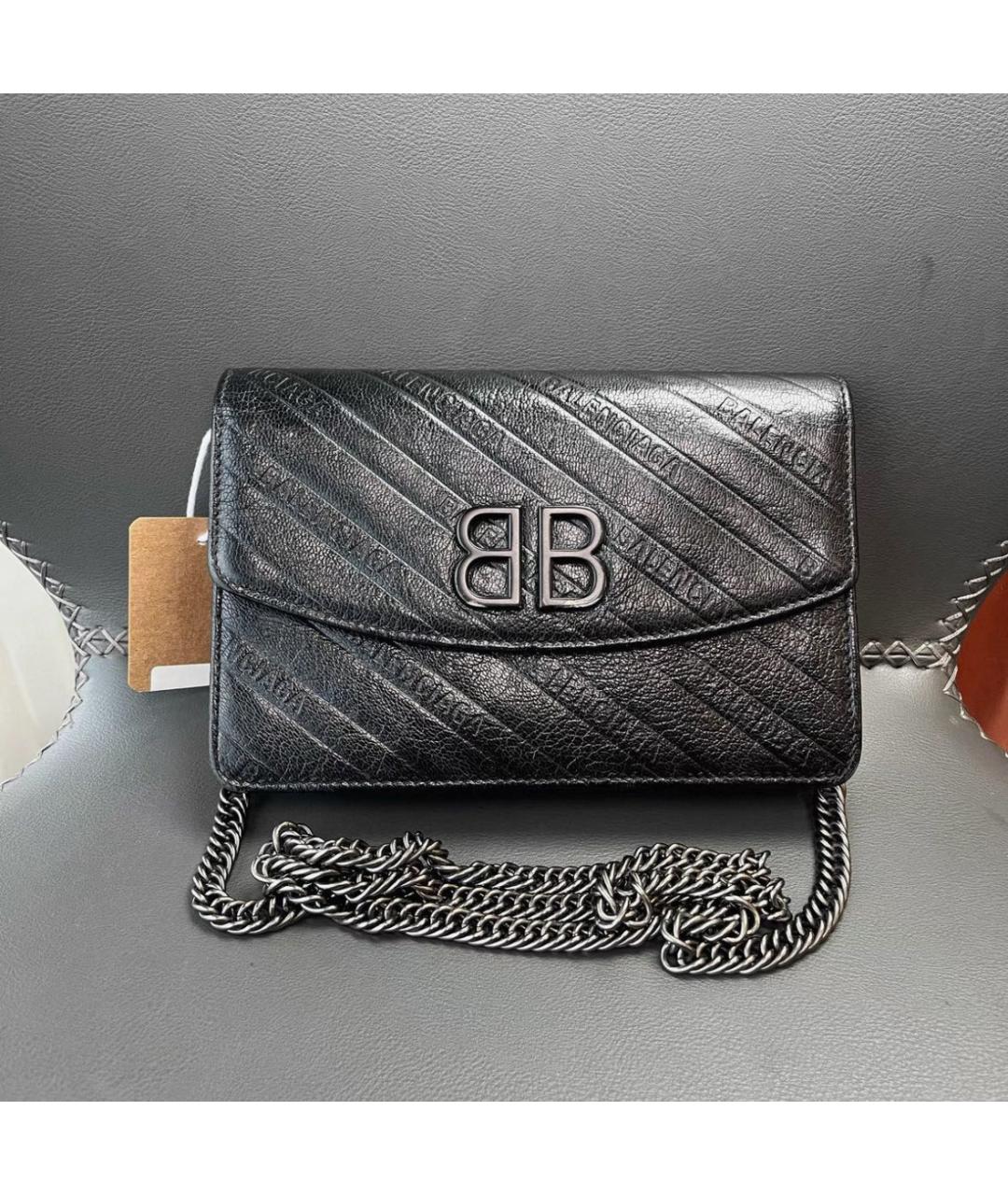 BALENCIAGA Черная кожаная сумка через плечо, фото 2
