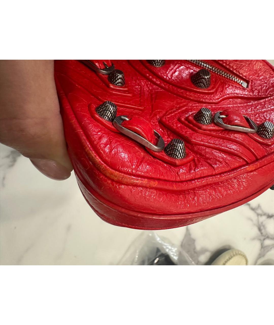 BALENCIAGA Красная кожаная сумка через плечо, фото 3