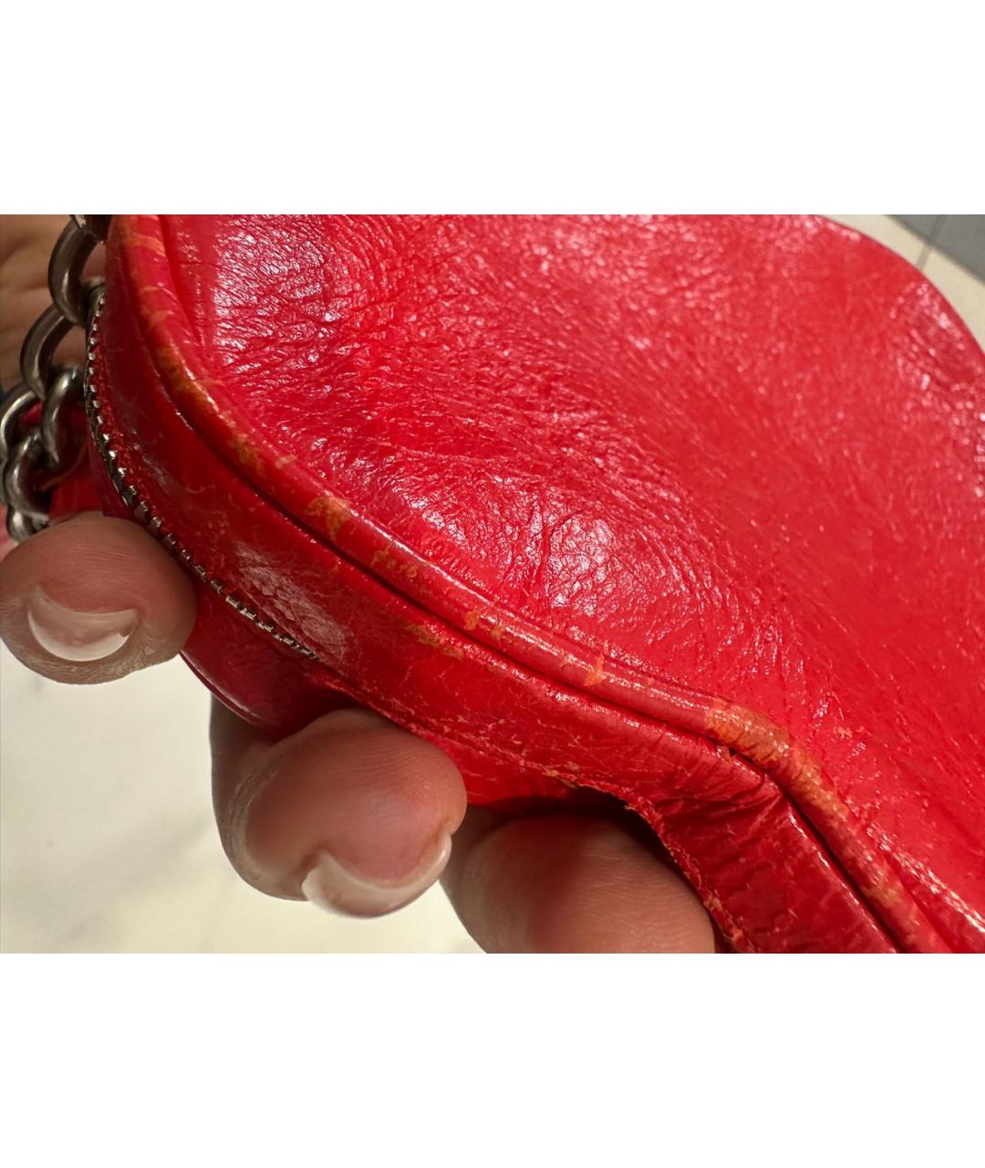 BALENCIAGA Красная кожаная сумка через плечо, фото 8