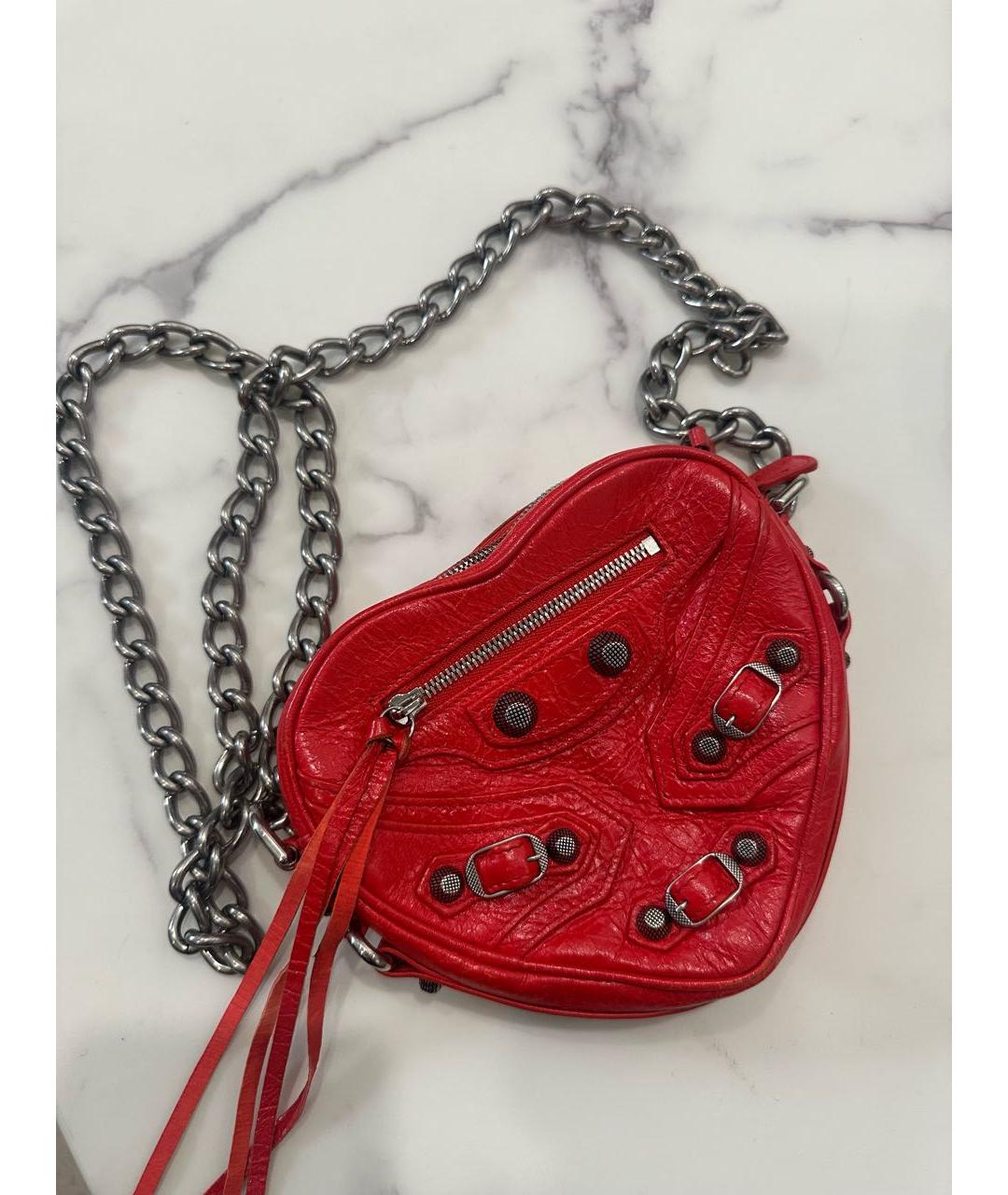 BALENCIAGA Красная кожаная сумка через плечо, фото 2