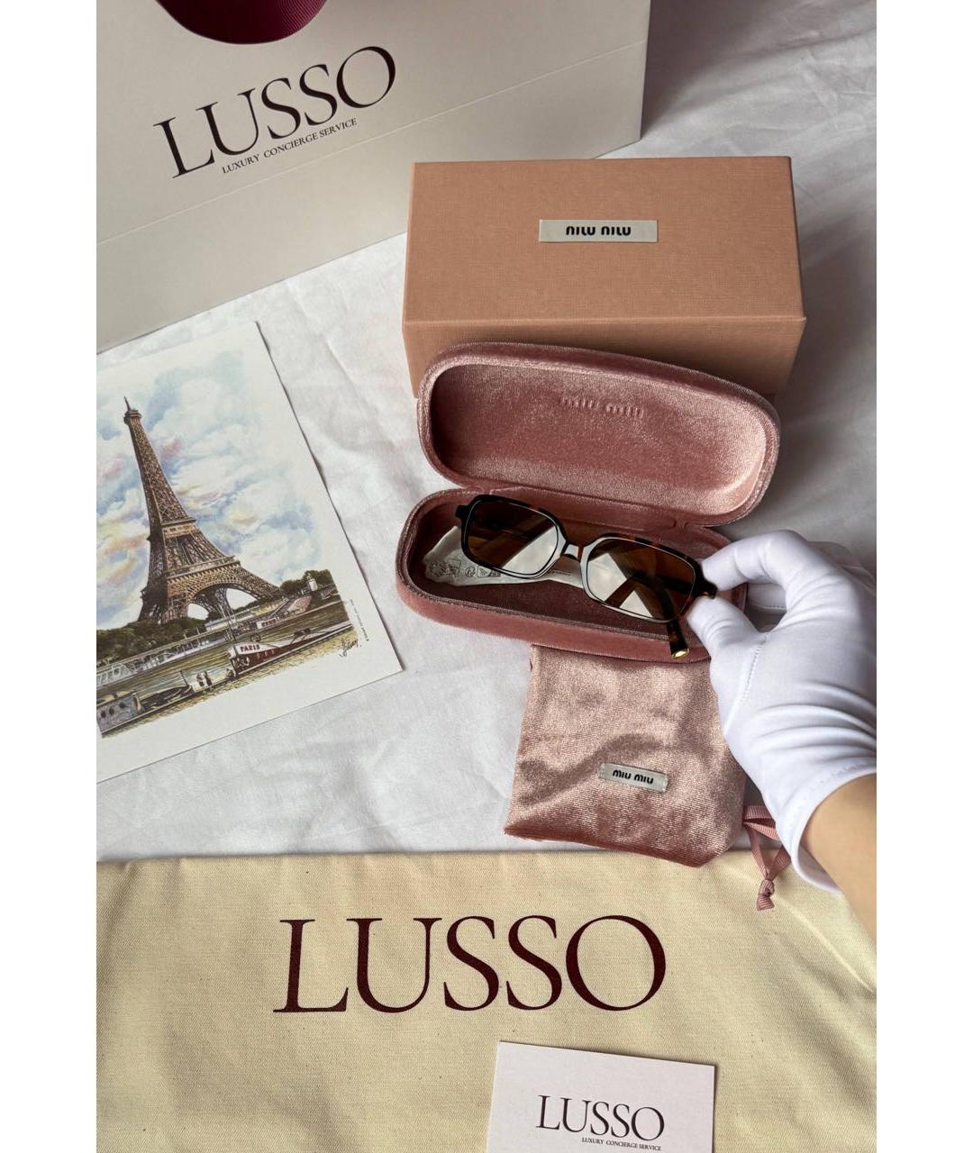 MIU MIU Коричневые пластиковые солнцезащитные очки, фото 5