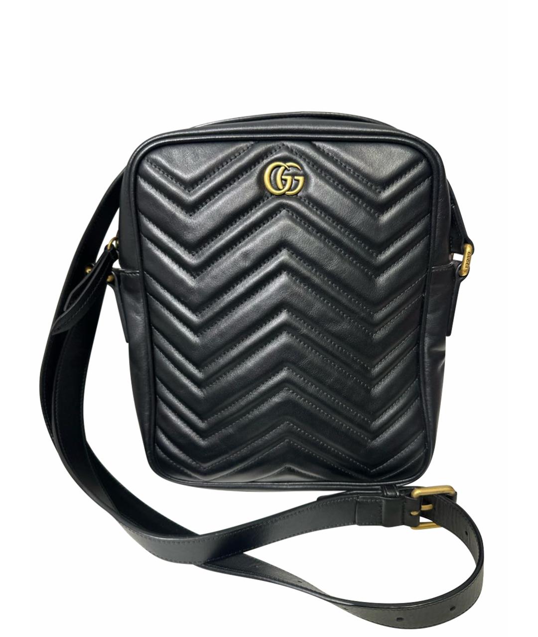 GUCCI Черная кожаная сумка на плечо, фото 1