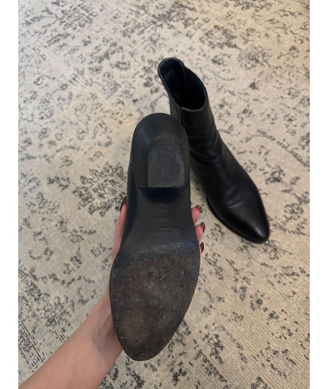 SAINT LAURENT Черные кожаные полусапоги, фото 6