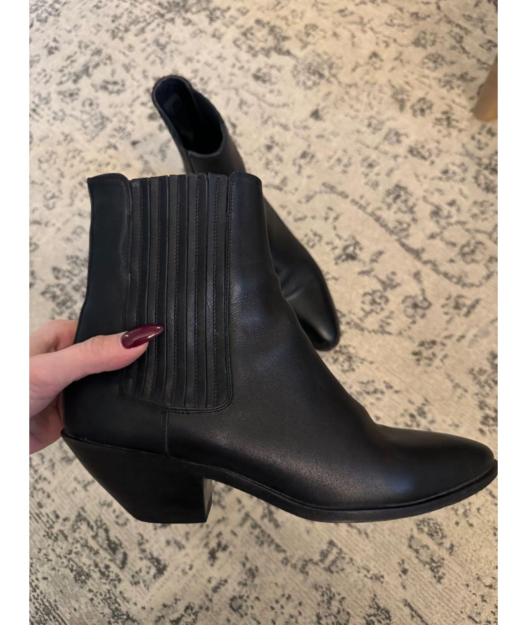 SAINT LAURENT Черные кожаные полусапоги, фото 8