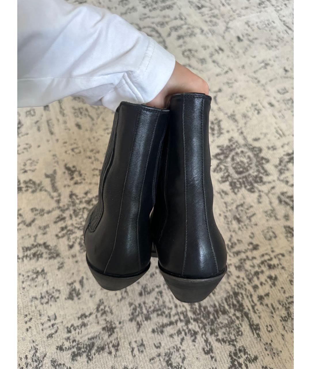 SAINT LAURENT Черные кожаные полусапоги, фото 4