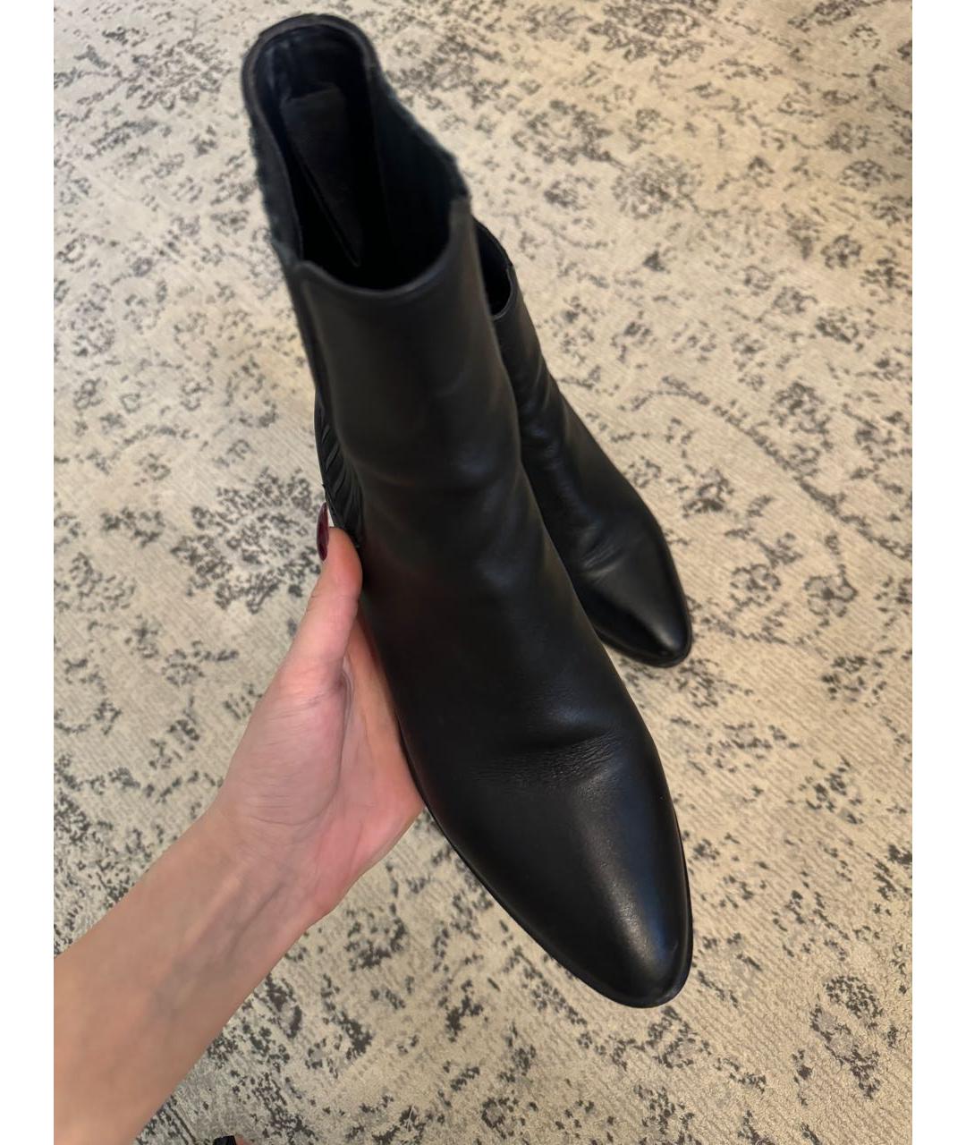 SAINT LAURENT Черные кожаные полусапоги, фото 2