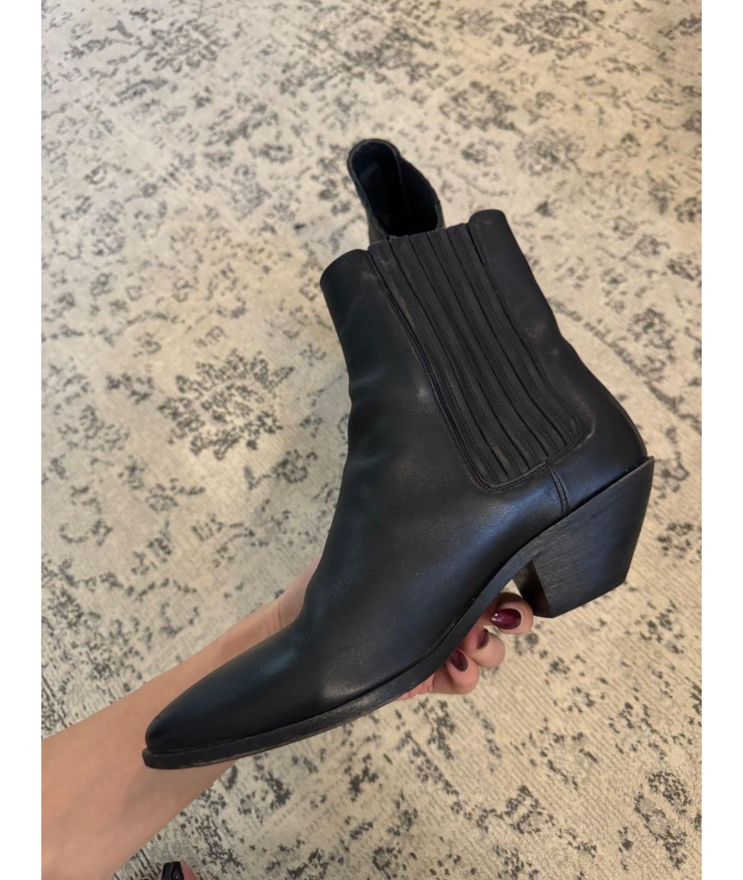 SAINT LAURENT Черные кожаные полусапоги, фото 5