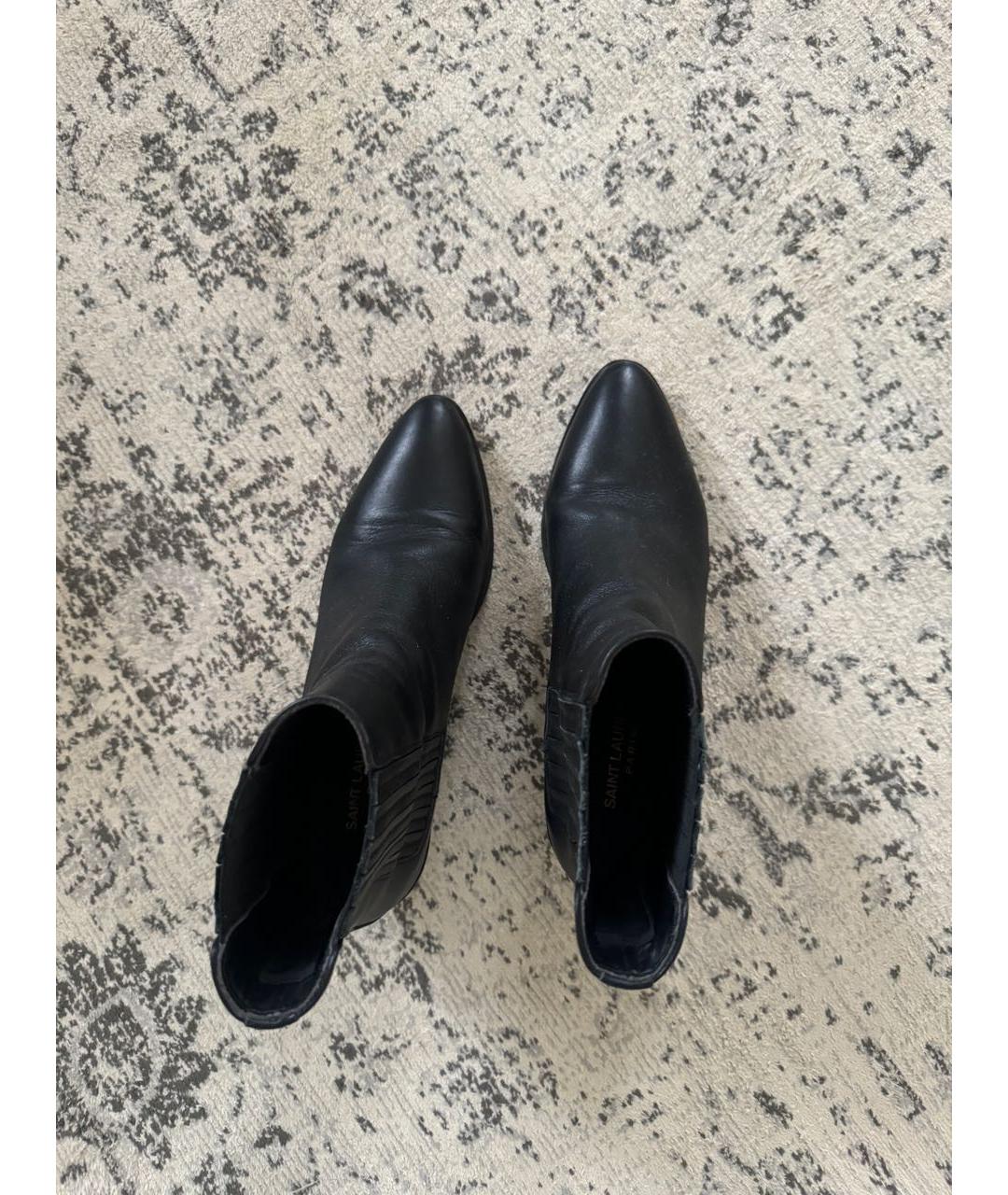 SAINT LAURENT Черные кожаные полусапоги, фото 3