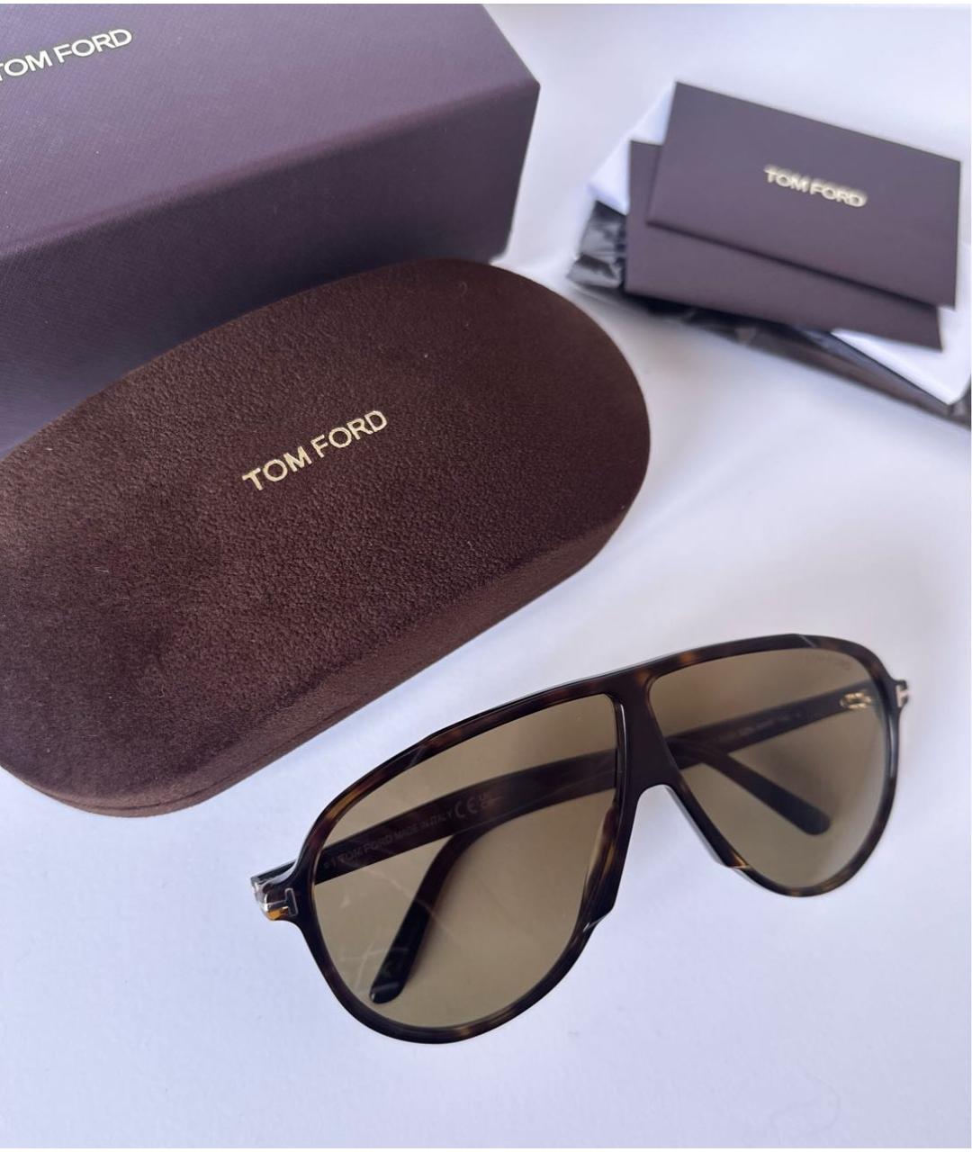 TOM FORD Коричневые пластиковые солнцезащитные очки, фото 3