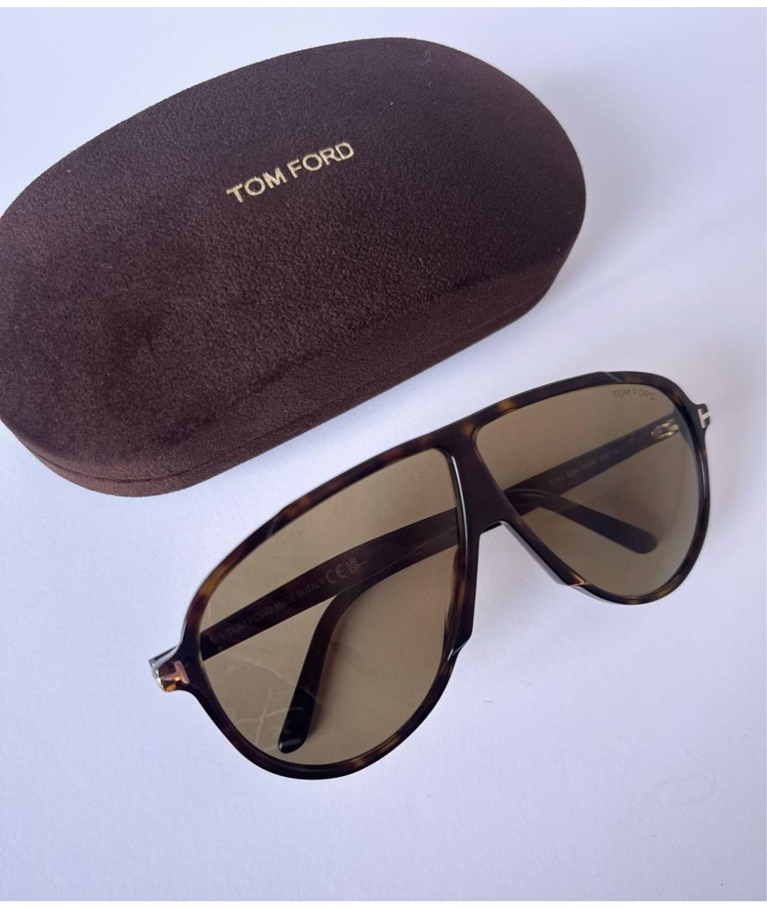 TOM FORD Коричневые пластиковые солнцезащитные очки, фото 4