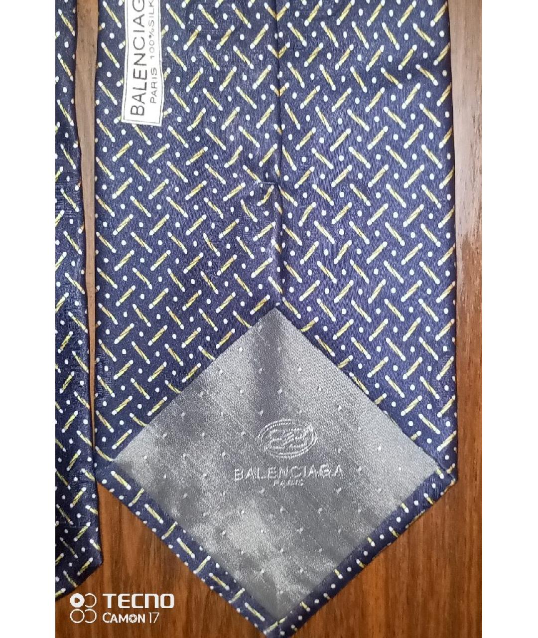 BALENCIAGA Темно-синий шелковый галстук, фото 2