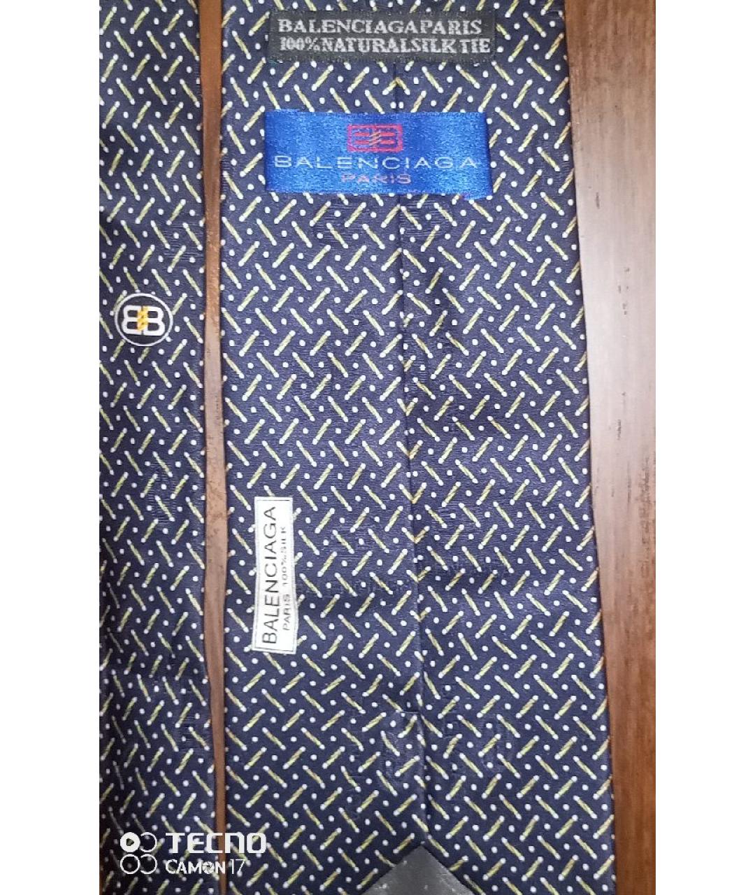 BALENCIAGA Темно-синий шелковый галстук, фото 3