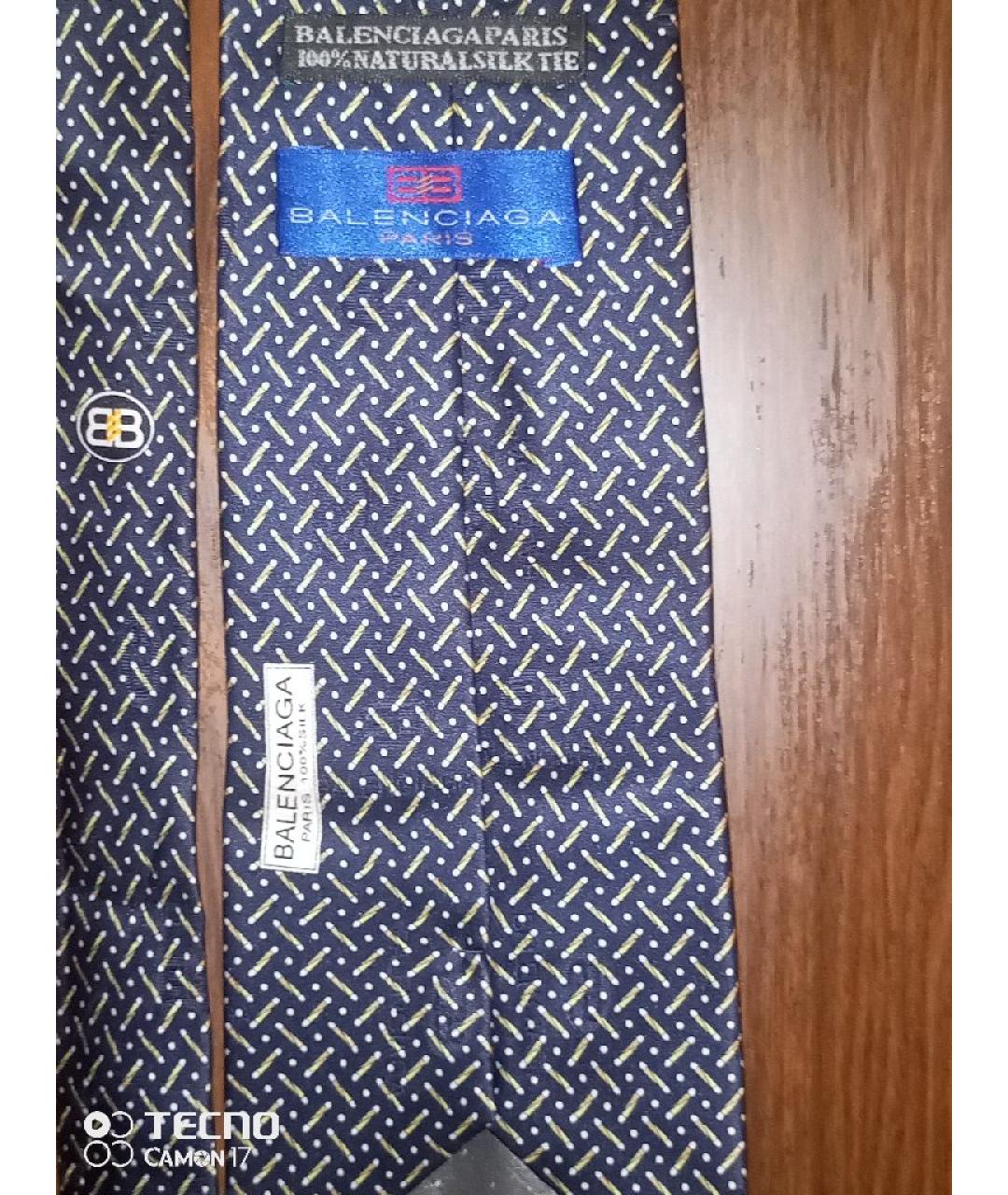 BALENCIAGA Темно-синий шелковый галстук, фото 4