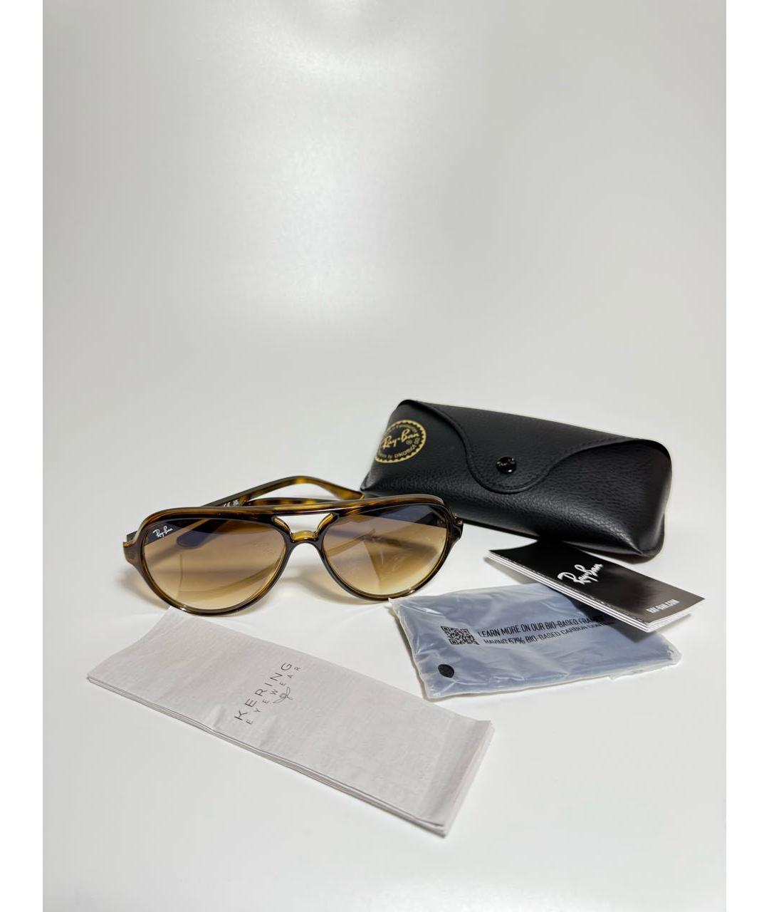 RAY BAN Коричневые пластиковые солнцезащитные очки, фото 5