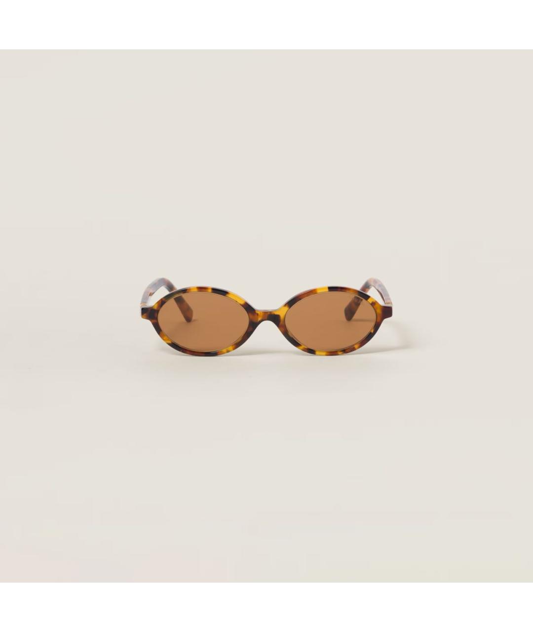 MIU MIU Коричневые пластиковые солнцезащитные очки, фото 8