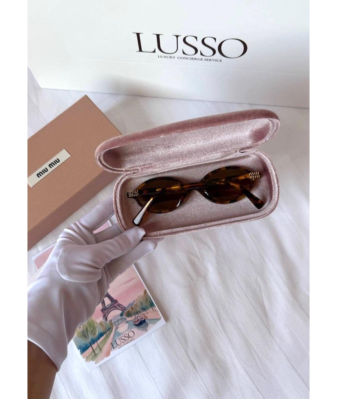 MIU MIU Коричневые пластиковые солнцезащитные очки, фото 5