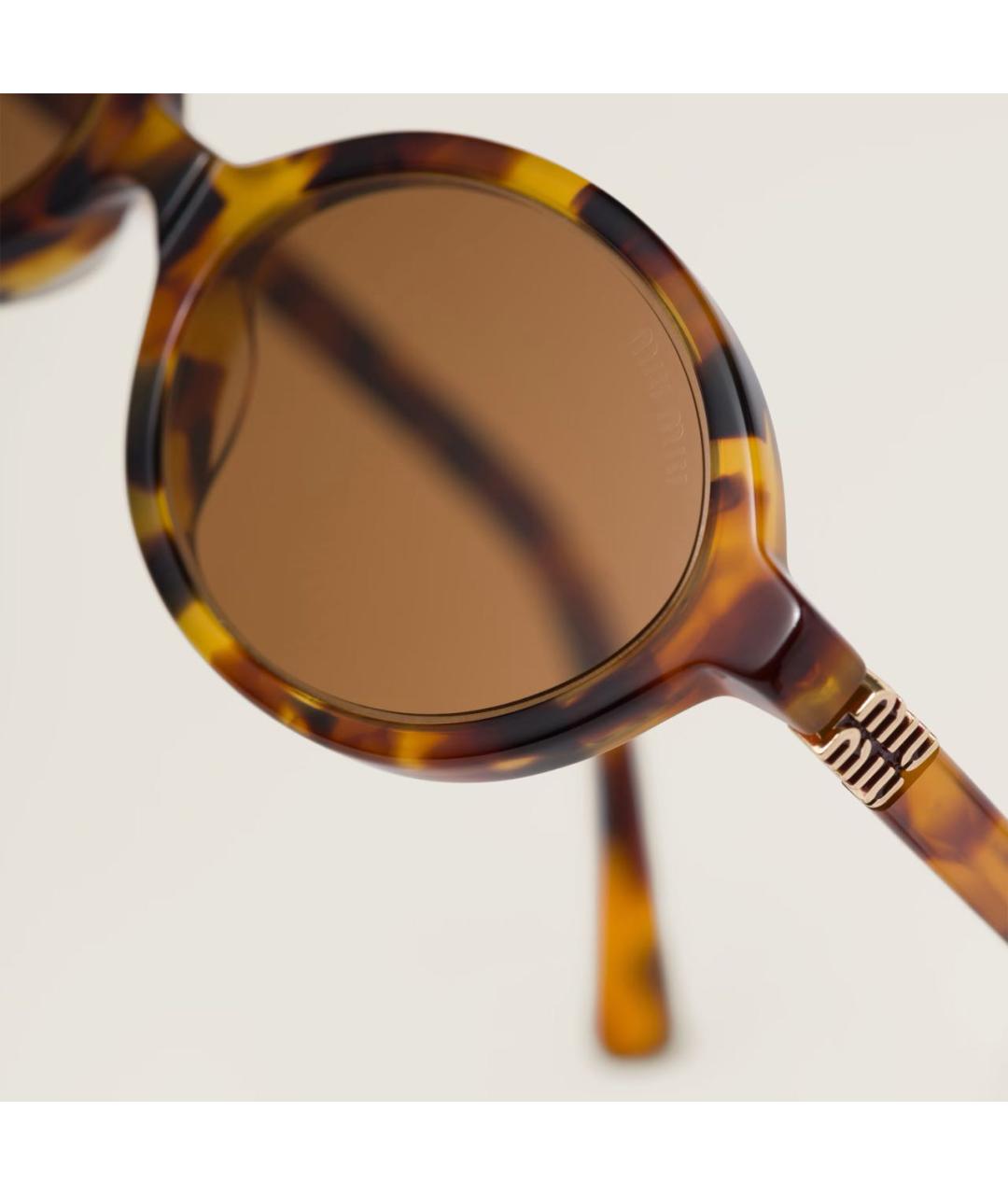 MIU MIU Коричневые пластиковые солнцезащитные очки, фото 4