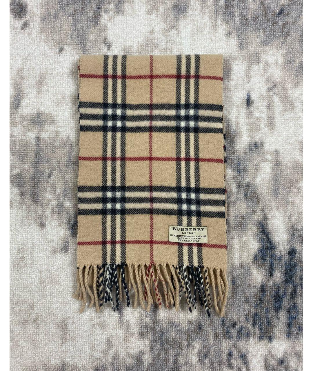 BURBERRY Бежевый шерстяной шарф, фото 4
