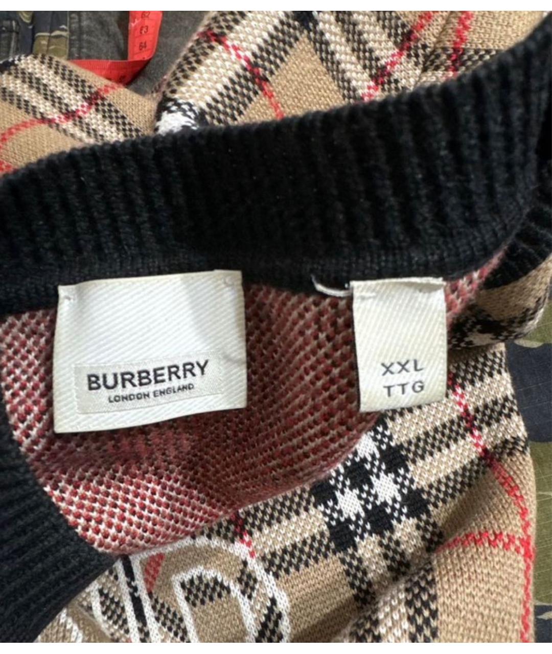 BURBERRY Бежевый шерстяной джемпер / свитер, фото 4