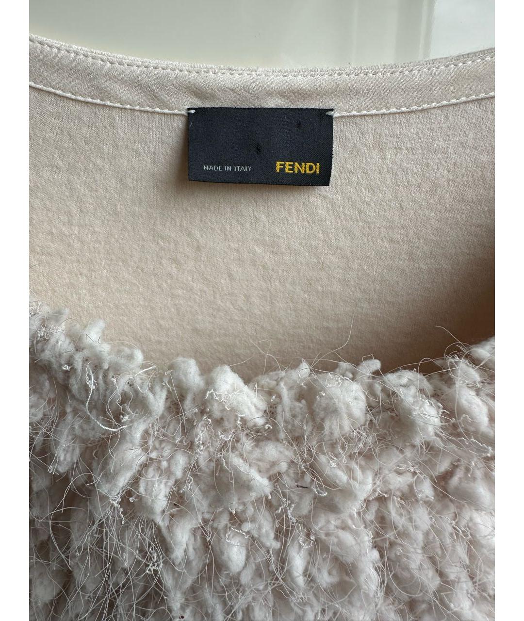 FENDI Бежевое полиэстеровое повседневное платье, фото 3