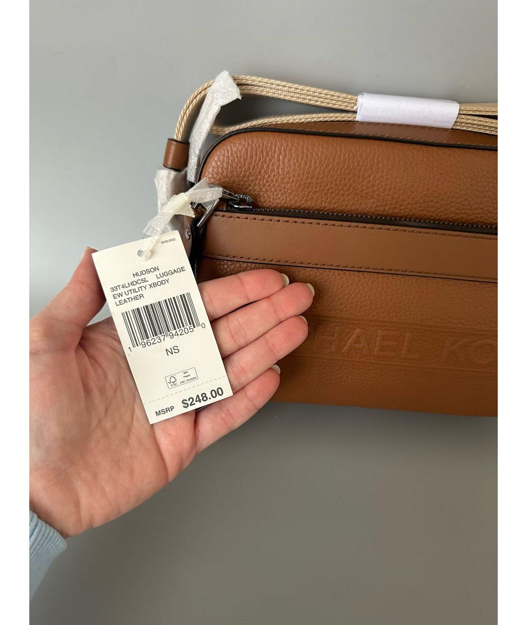 MICHAEL KORS Коричневая кожаная сумка на плечо, фото 6