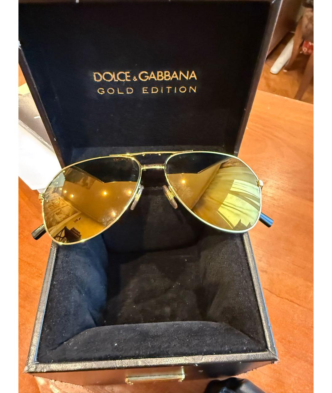 DOLCE&GABBANA Золотые металлические солнцезащитные очки, фото 7