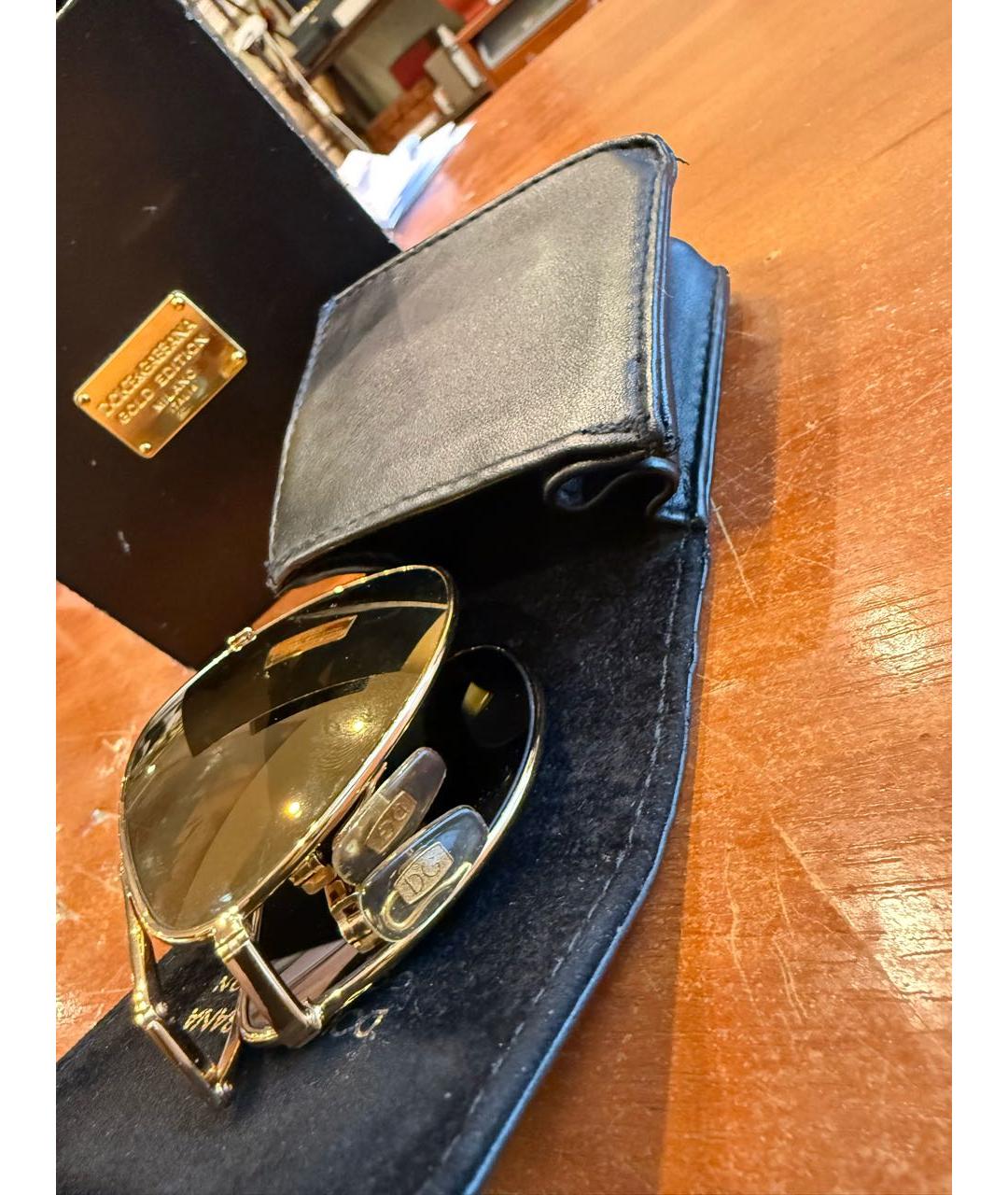 DOLCE&GABBANA Золотые металлические солнцезащитные очки, фото 2