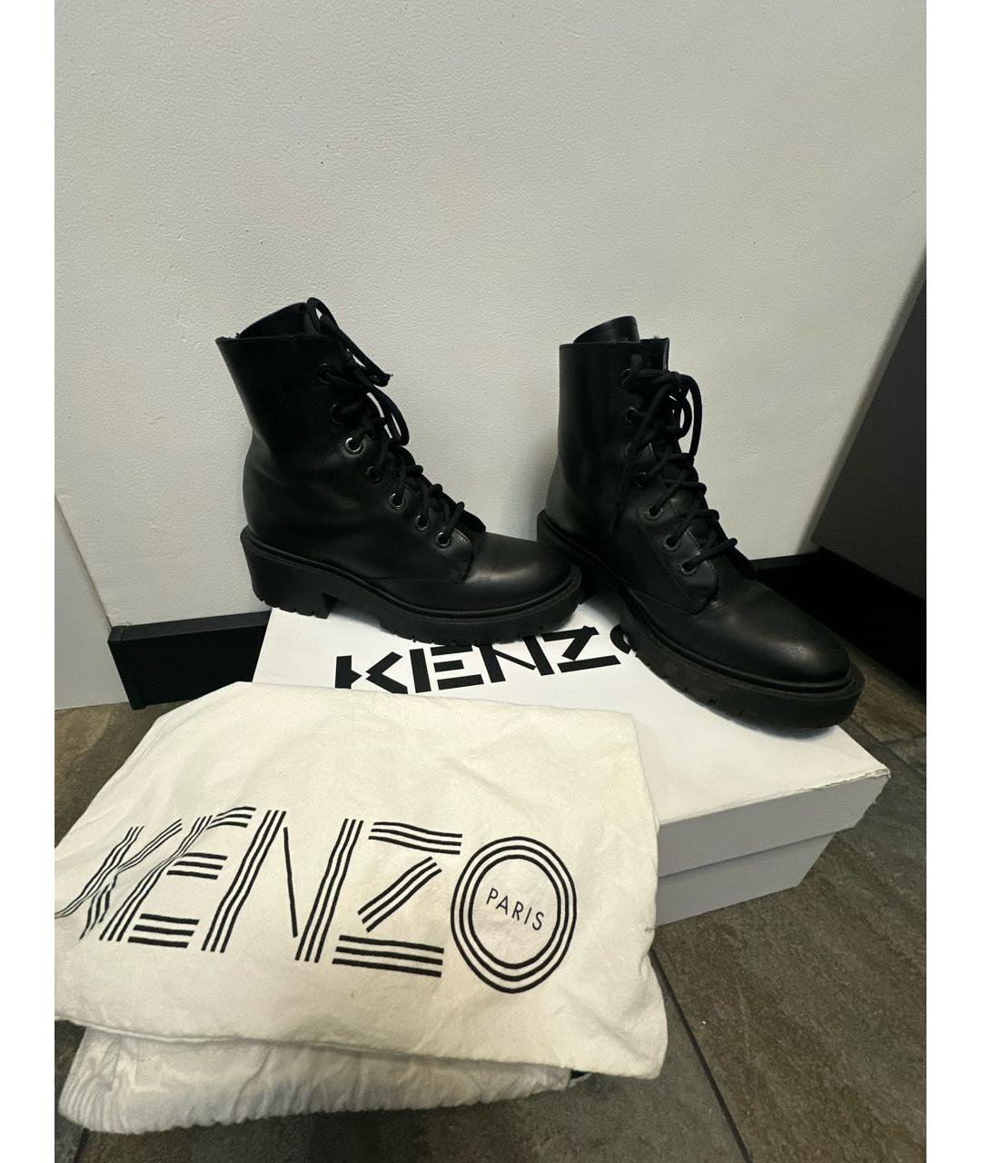 KENZO Черные кожаные ботинки, фото 5