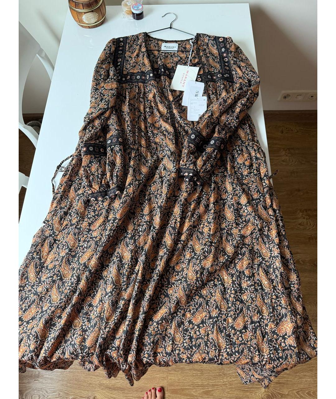 ISABEL MARANT ETOILE Коричневое хлопковое повседневное платье, фото 4