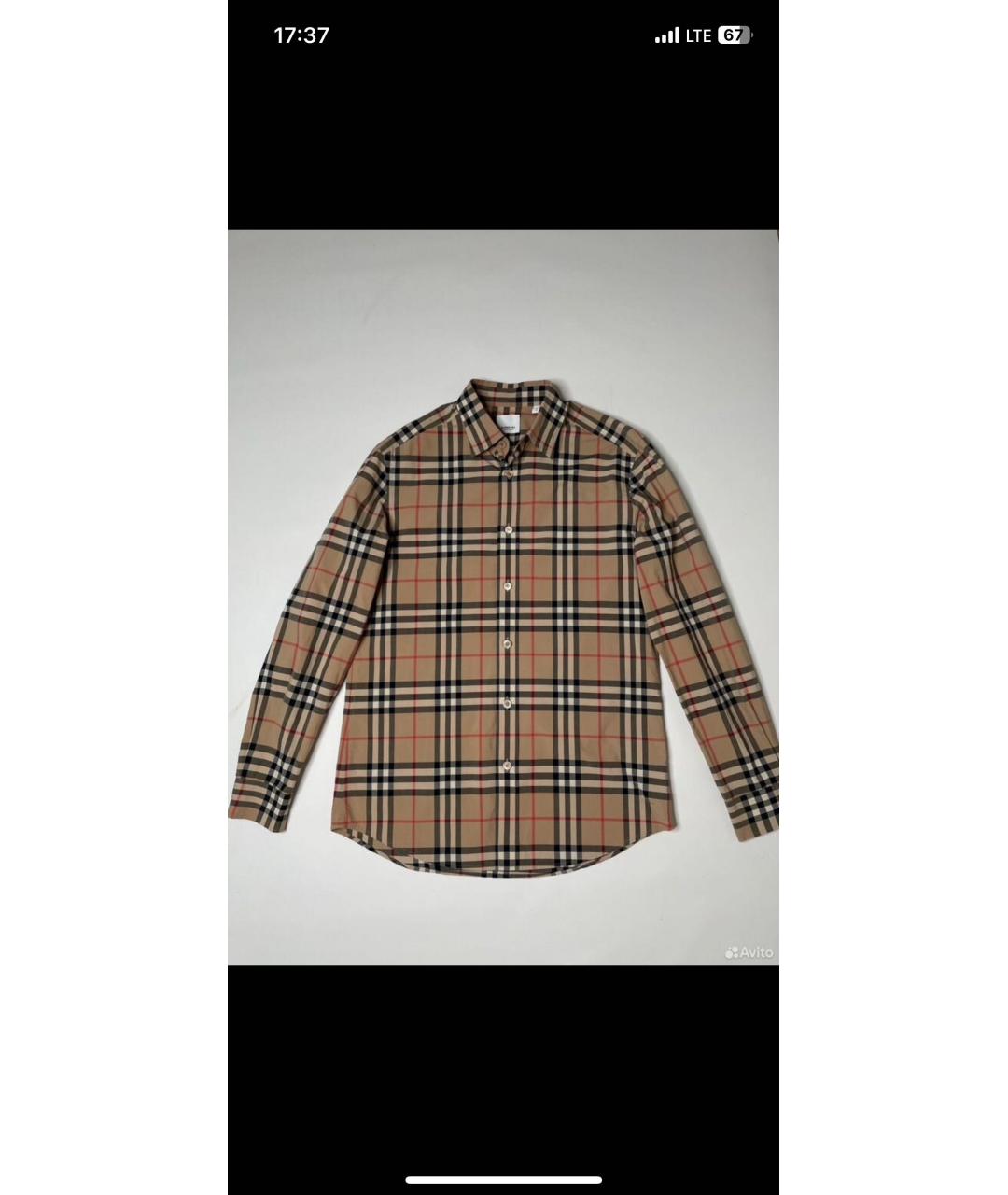 BURBERRY Бежевая хлопковая кэжуал рубашка, фото 4