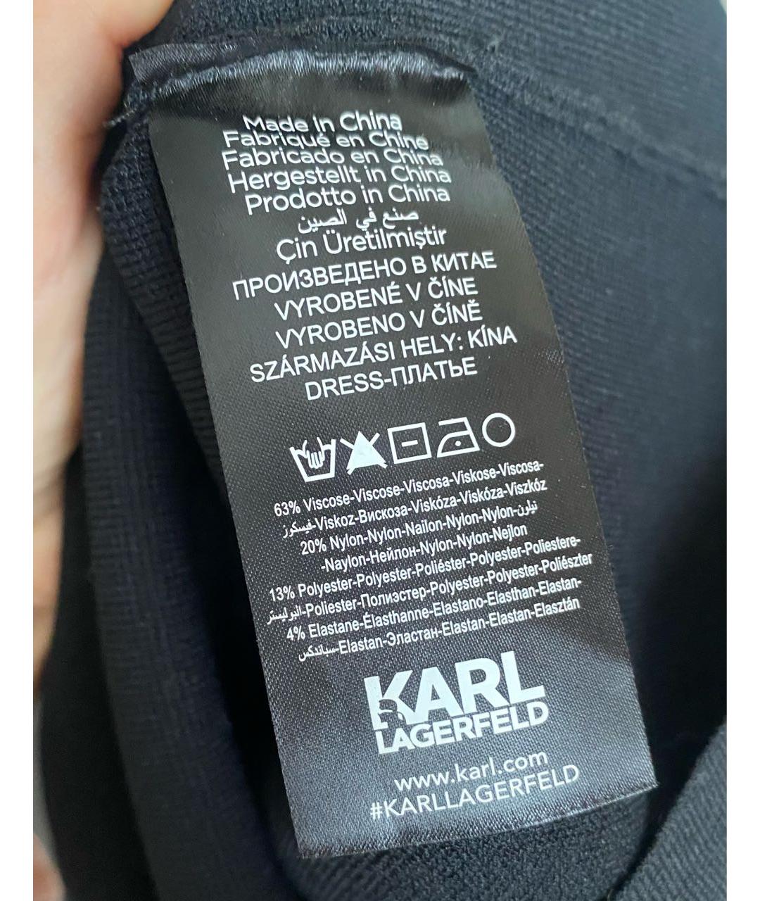 KARL LAGERFELD Черное вискозное повседневное платье, фото 4