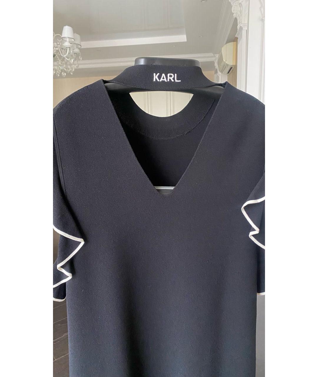 KARL LAGERFELD Черное вискозное повседневное платье, фото 3