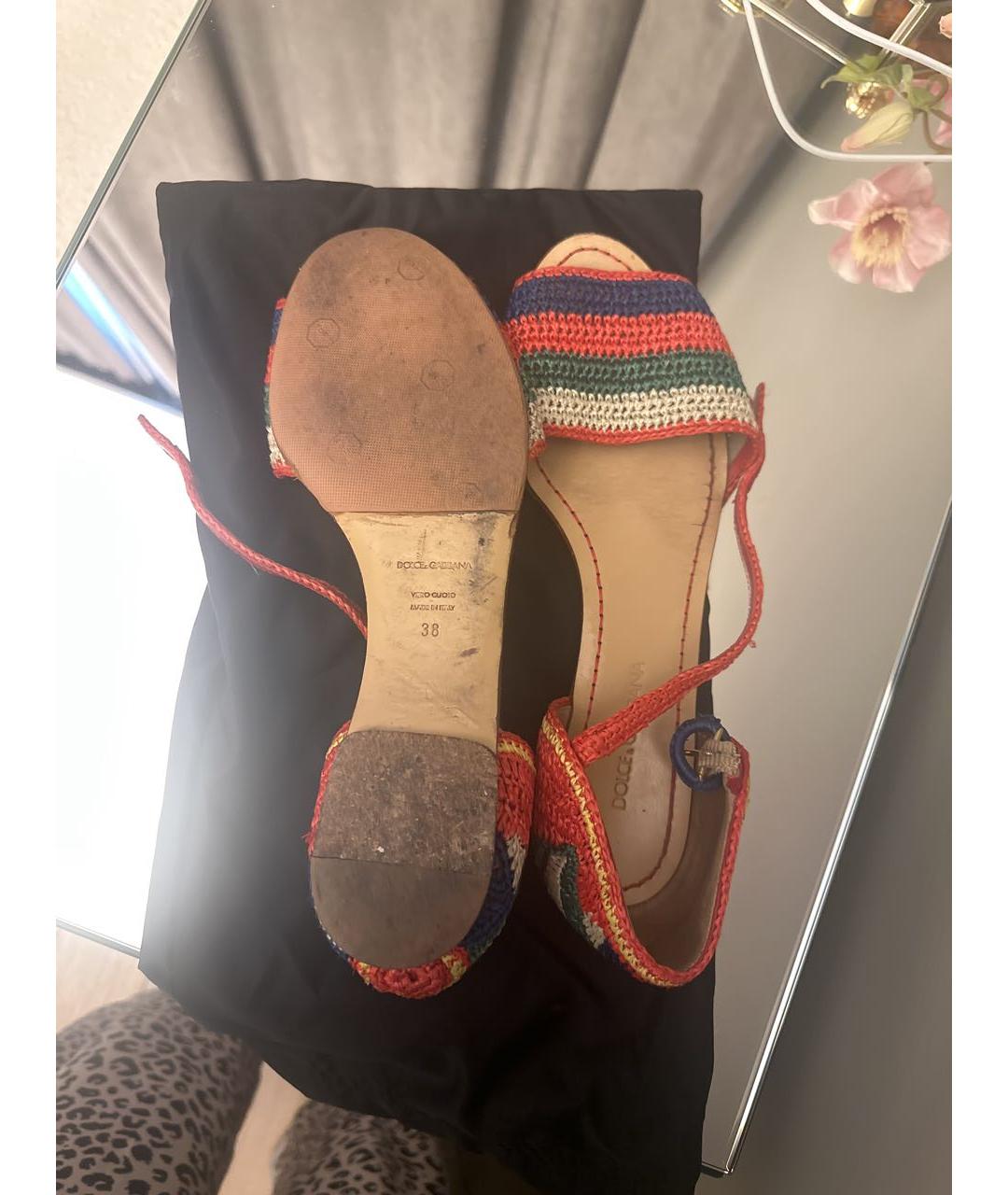 DOLCE&GABBANA Мульти текстильные босоножки, фото 3