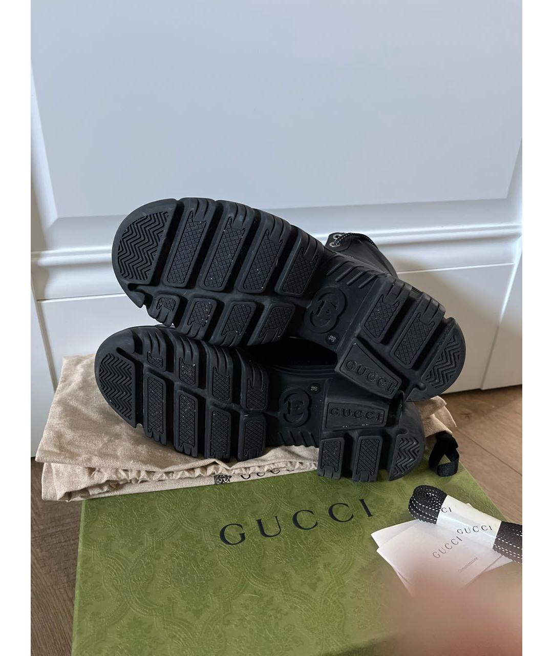 GUCCI Черные кожаные ботинки, фото 6